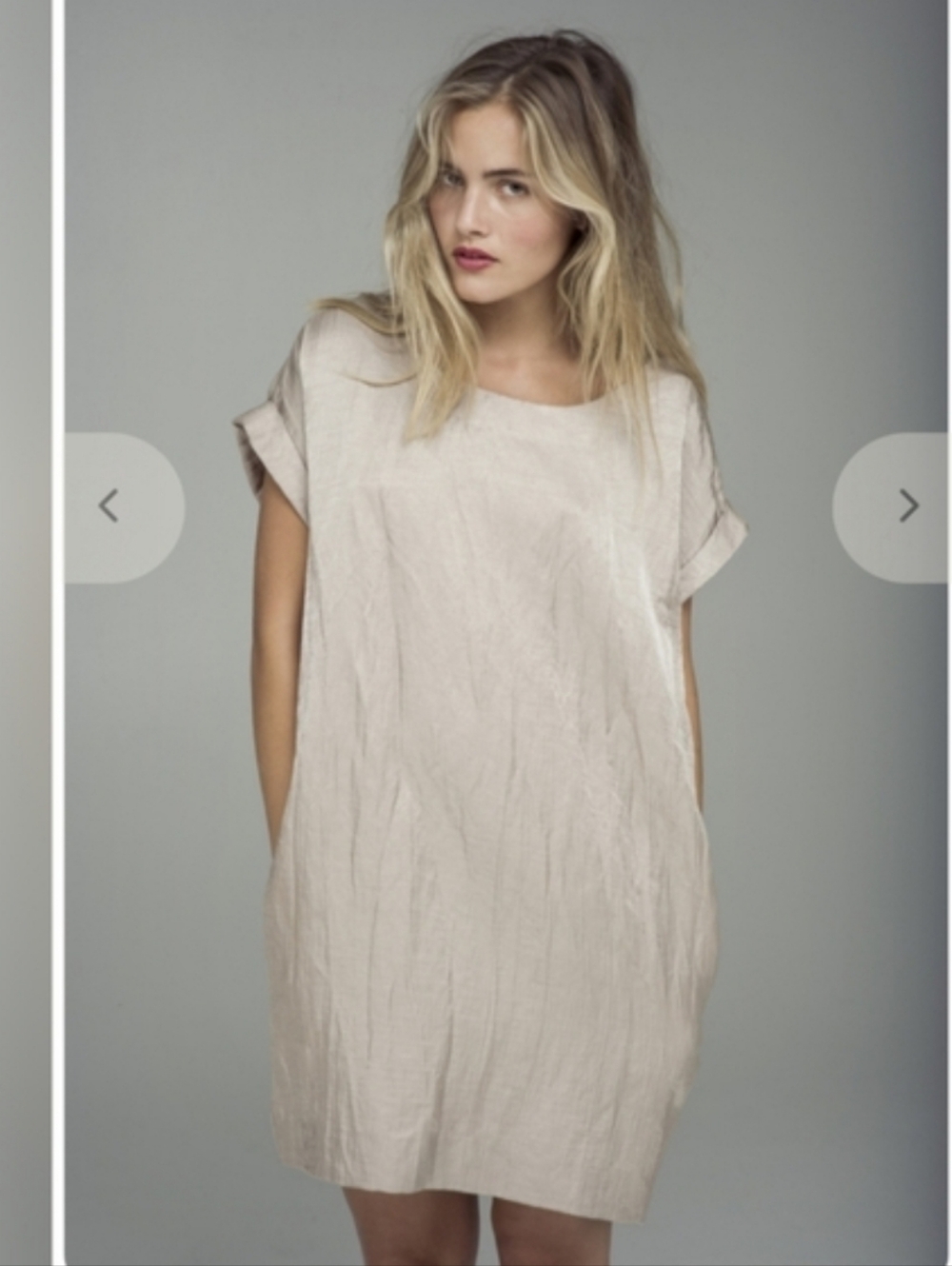 Horses Atelier Soft Gold Linen Blend Short Sack Dress size 2 (medium)